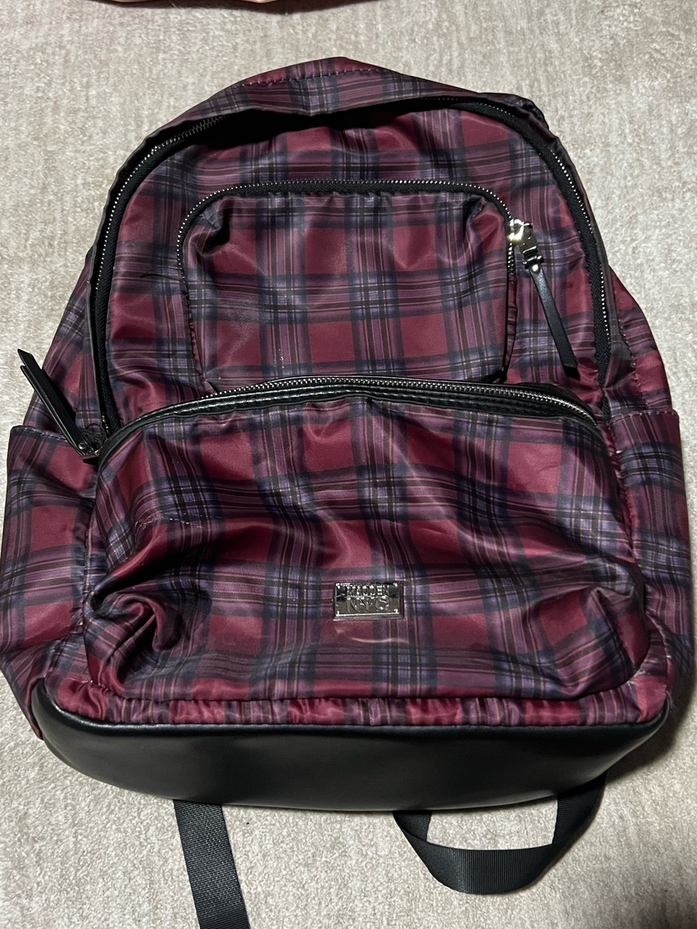 Steve Madden nyc Plaid Burgundy full size Backpack work school laptop cute
